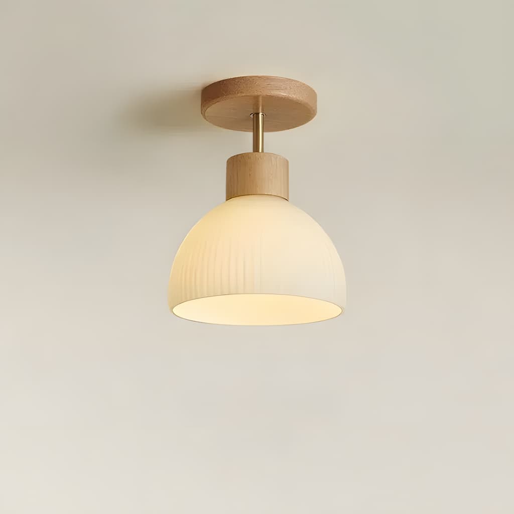 Plafonnier LED Bois Nordique Style Japonais –  Ø18 cm