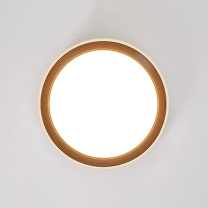 Plafonnier LED Design Bois – Rond Ø50cm, Dimmable
