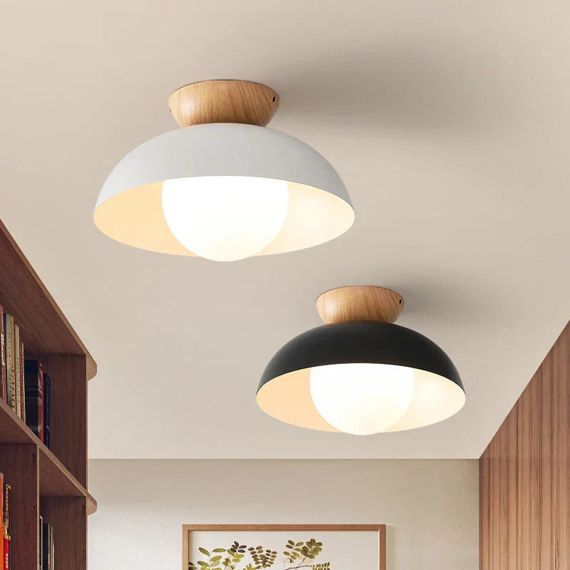 Plafonnier Bois Scandinave – Métal & Bois Naturel, 2 Coloris