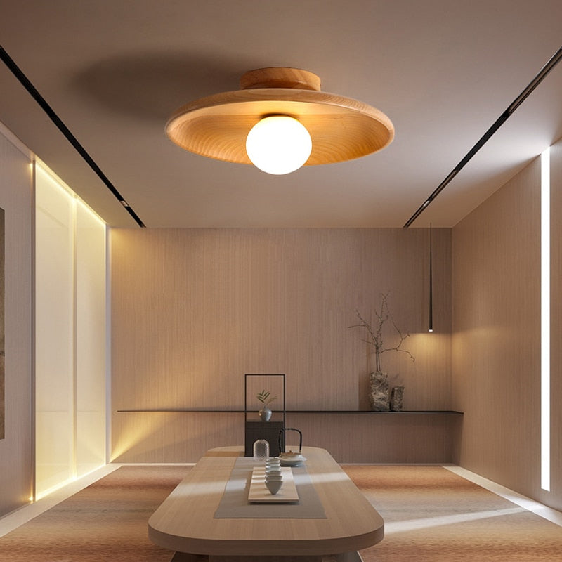 Plafonnier salle de bain bois