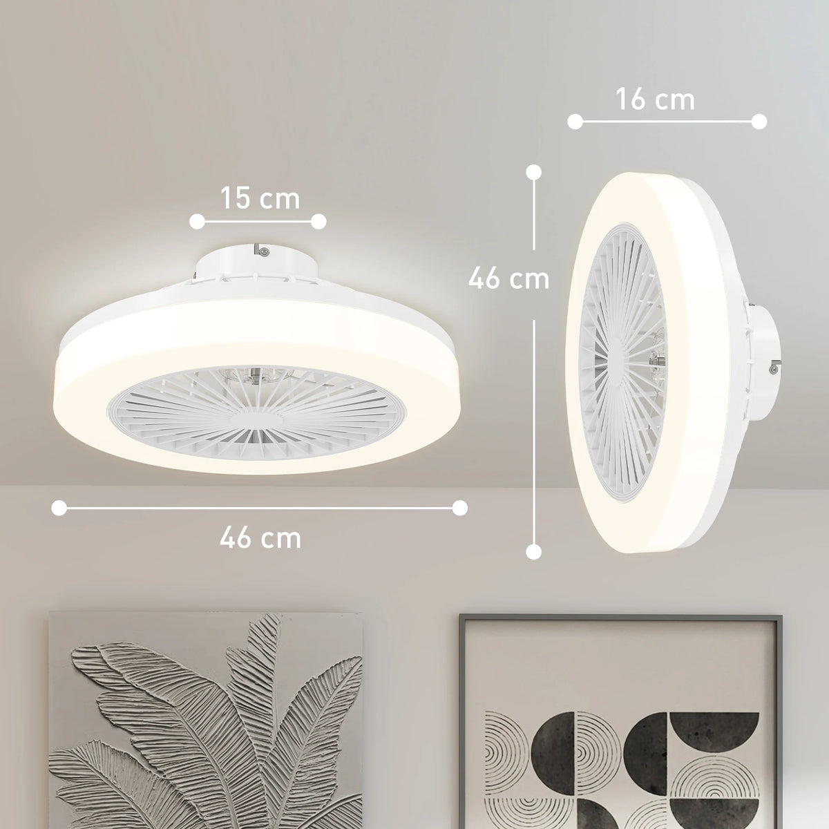 Plafonnier ventilateur LED compact & lumière réglable