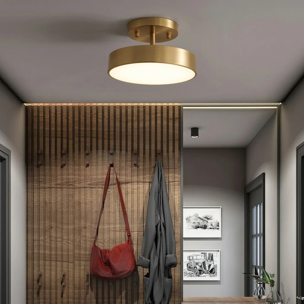 Plafonnier LED Rond Cuivré – entrée moderne doré