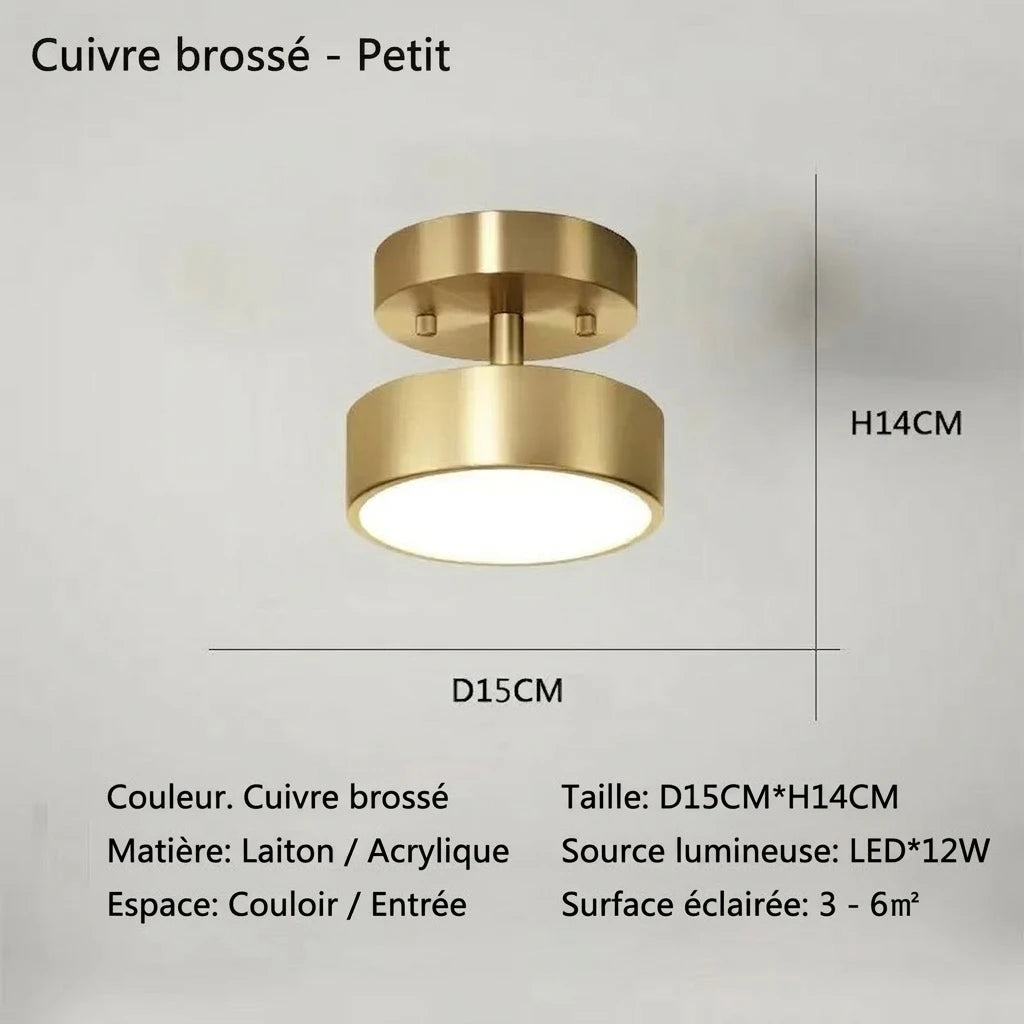 Plafonnier LED Rond Cuivré – Doré 15cm