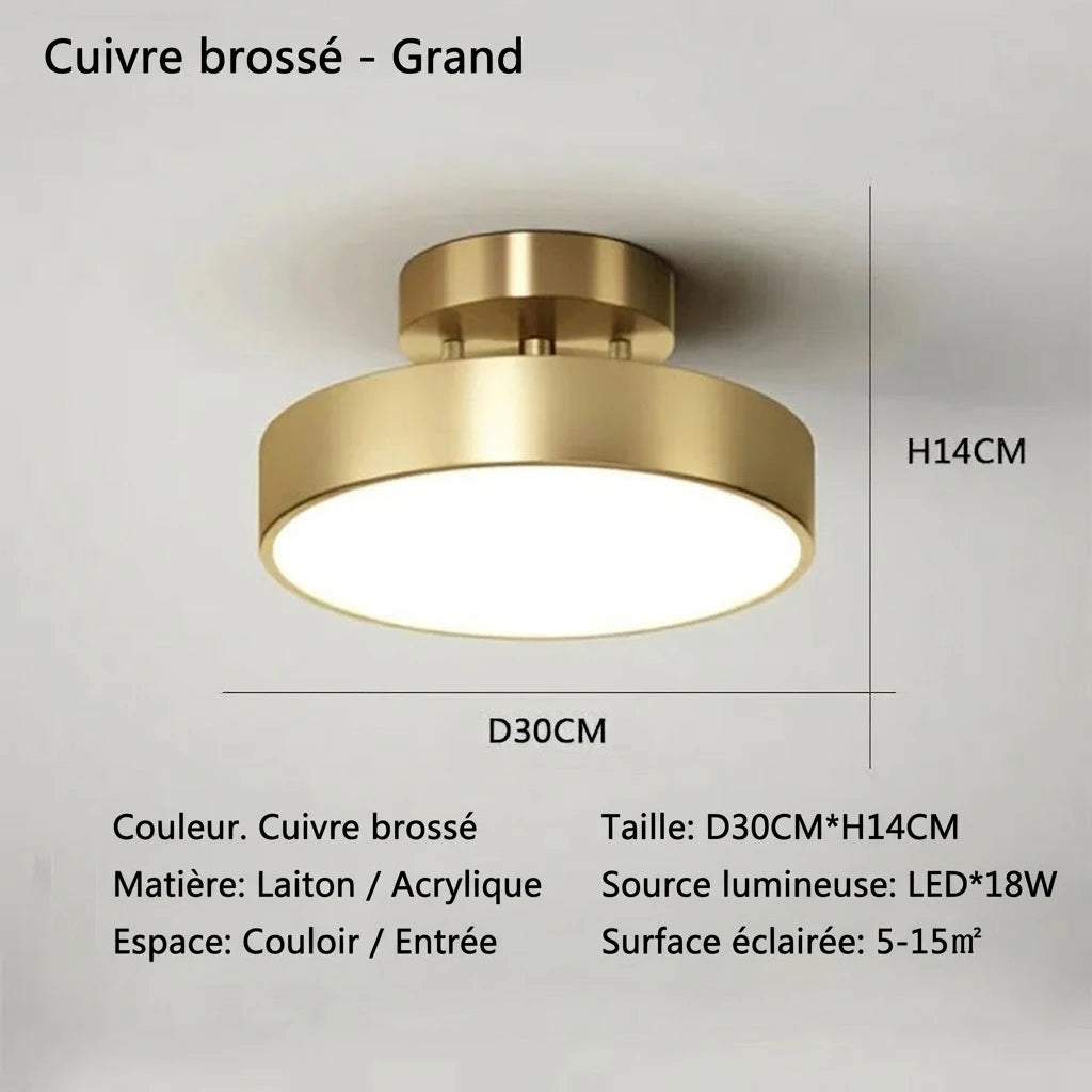 Plafonnier LED Rond Cuivré – Doré 30cm