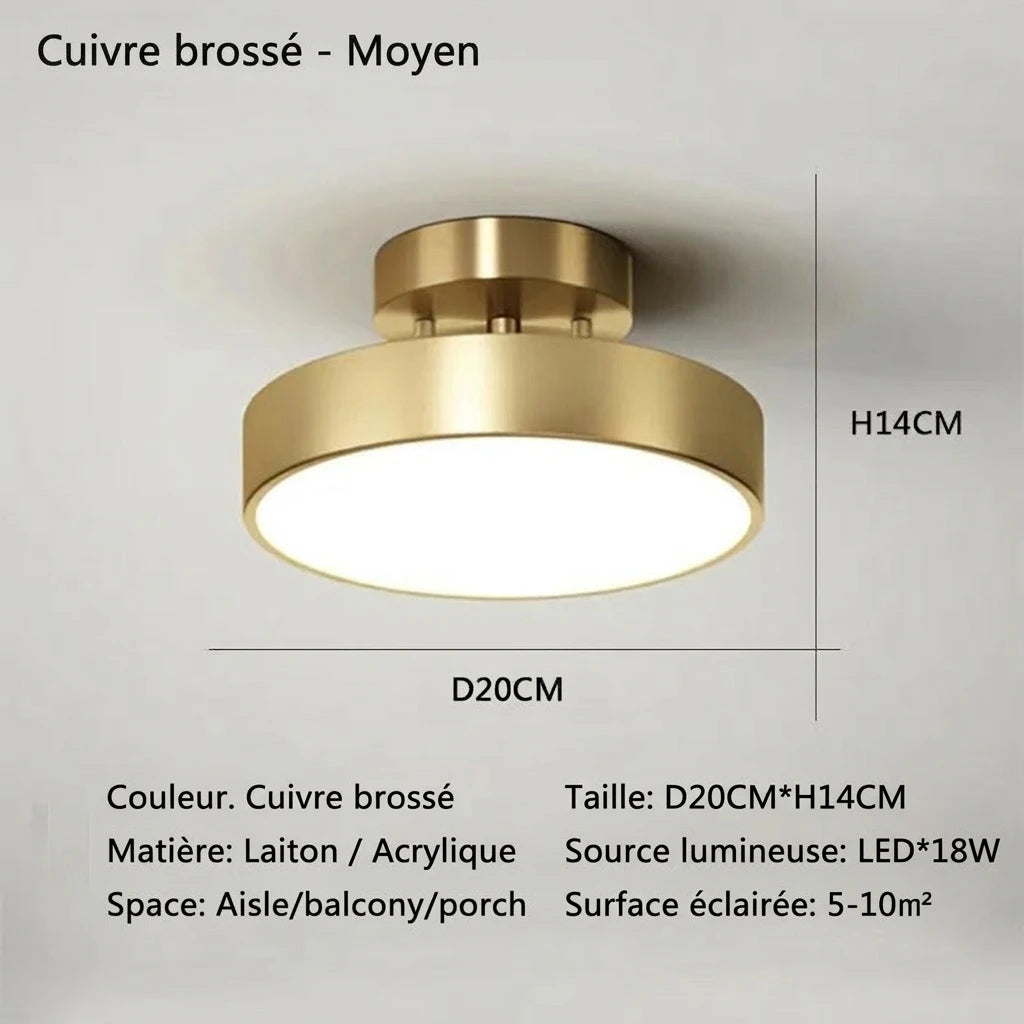 Plafonnier LED Rond Cuivré – Doré 20cm