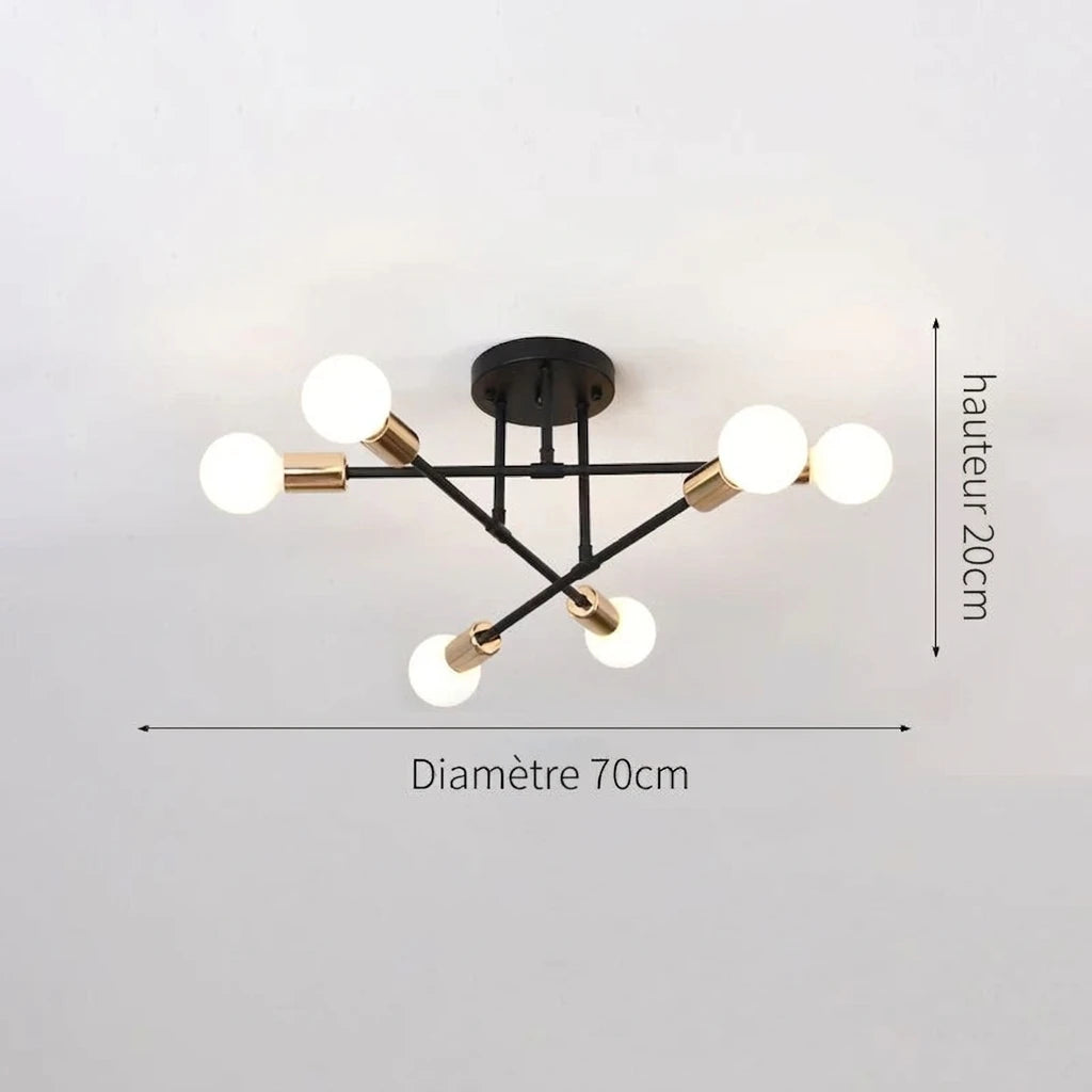 Plafonnier Design Sputnik – coloris Noir doré, dimensions