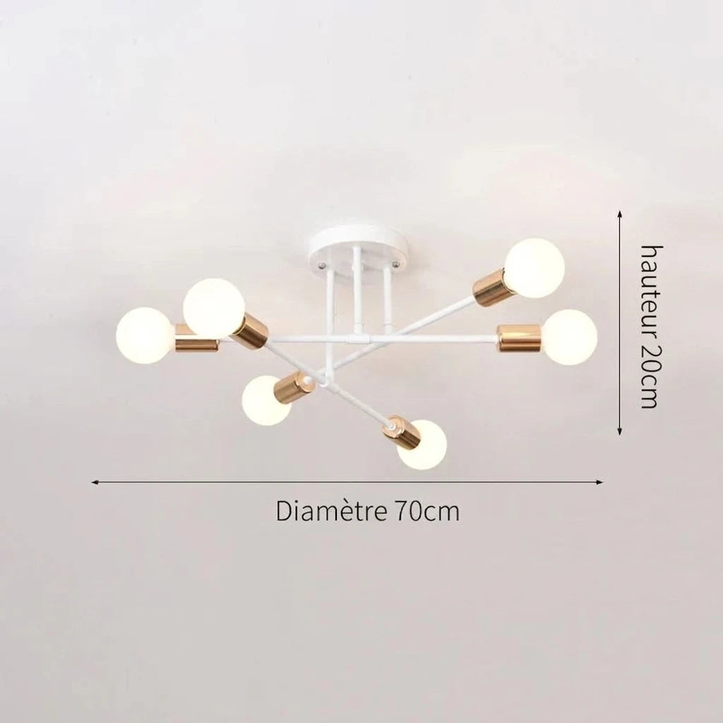 Plafonnier Design Sputnik – coloris Blanc doré, dimensions