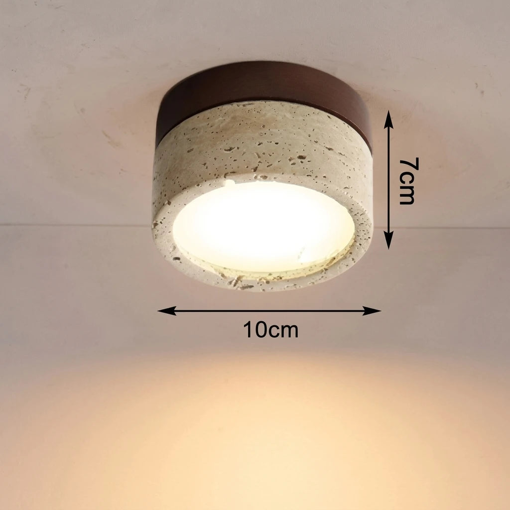 Plafonnier LED Wabi Sabi – finition Noyer, dimensions 10×7 cm