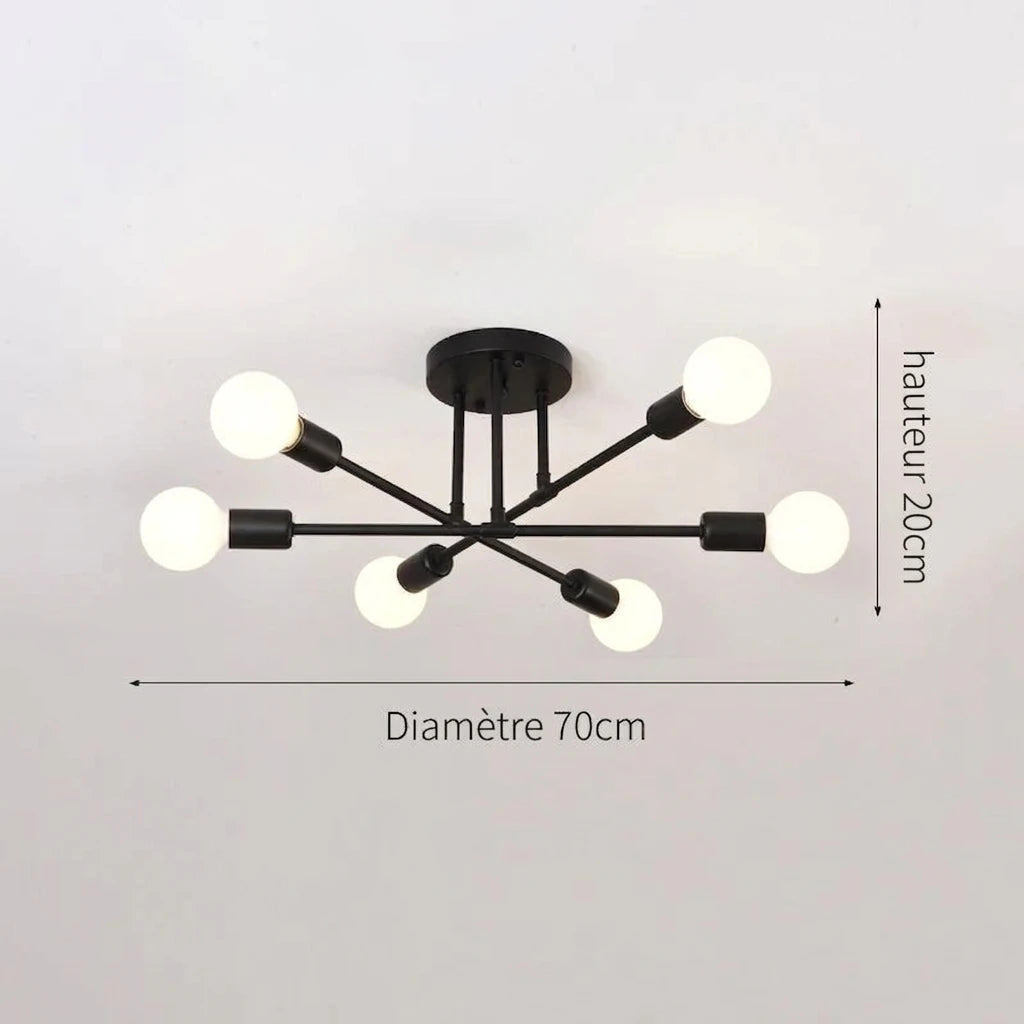 Plafonnier Design Sputnik – coloris Noir, dimensions