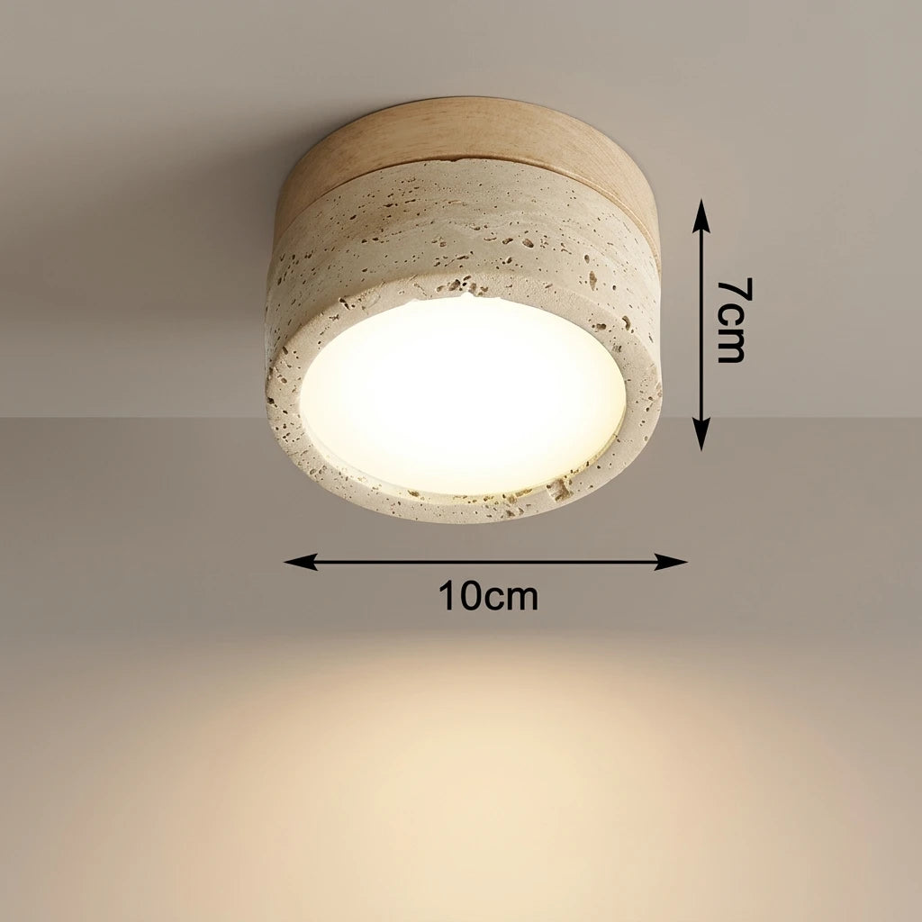 Plafonnier LED Wabi Sabi – finition Bois clair, dimensions 10×7 cm