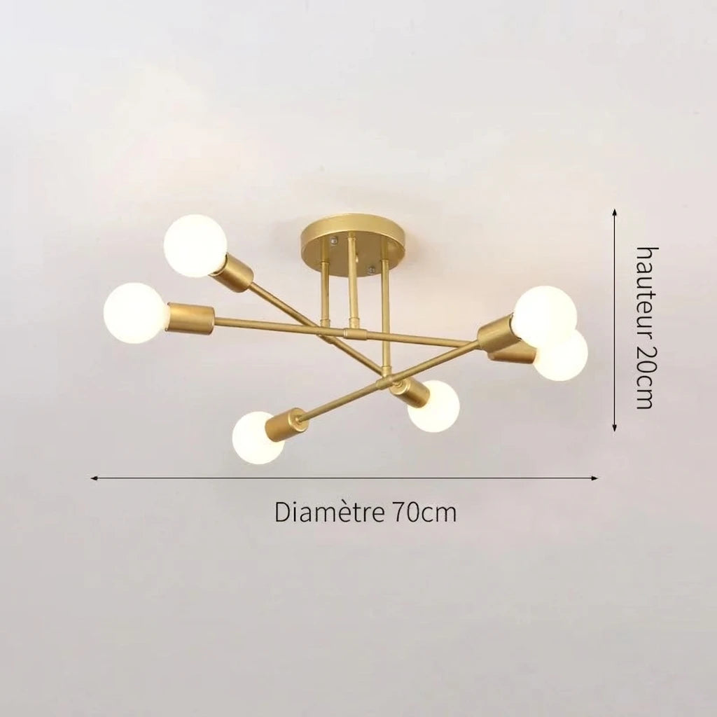 Plafonnier Design Sputnik – coloris Doré, dimensions