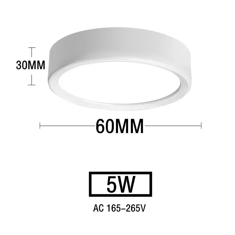 Plafonnier LED blanc 5W – dimensions Ø60mm × H30mm