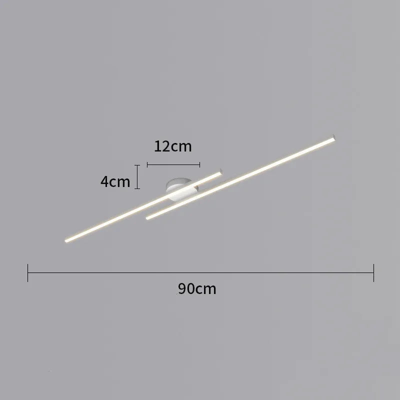 Plafonnier LED aluminium long 90cm – L90×l12×H4cm