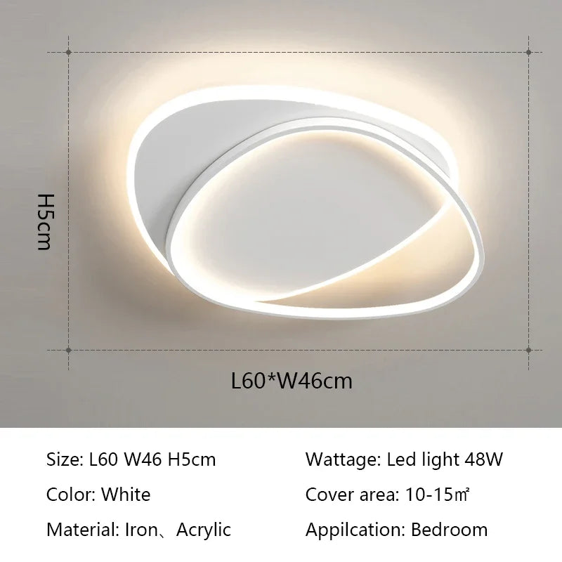 Plafonnier LED ovale Blanc 60×46cm – 48W, pour 10-15m²