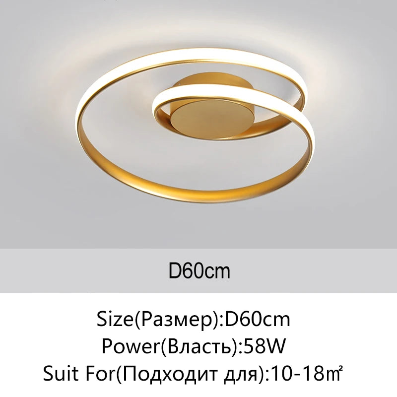 Plafonnier LED moderne rond Ø60cm noir – dimensions 58W