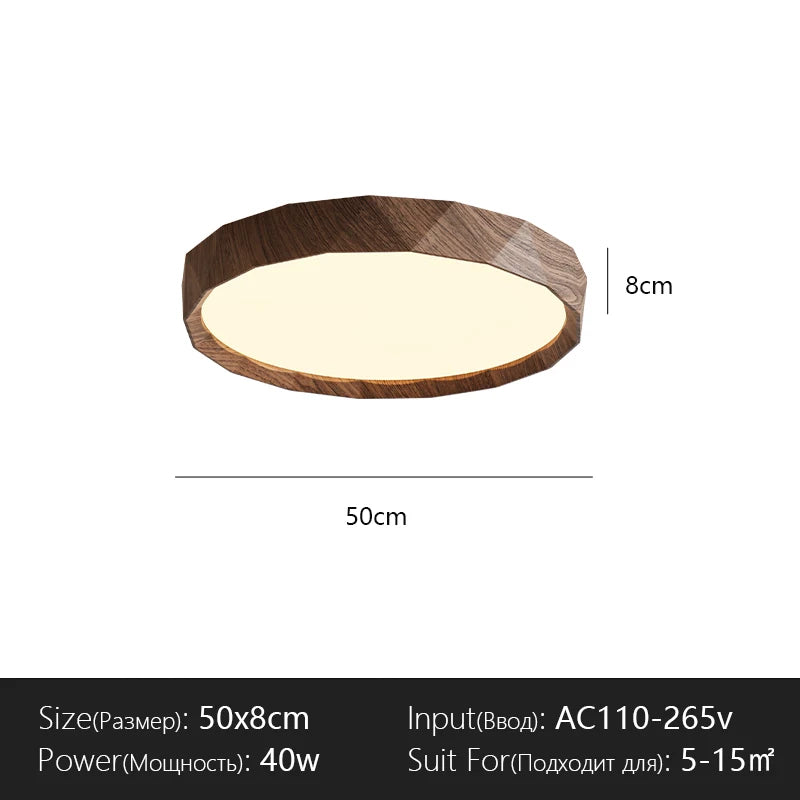 Plafonnier LED Anneau Bois – schéma comparatif tailles