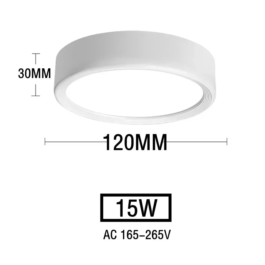 Plafonnier LED blanc 15W – dimensions Ø120mm × H30mm