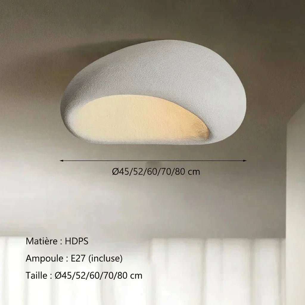 Plafonnier Wabi Sabi Forme Galet – Fiche technique Blanc, Ø45-80 cm