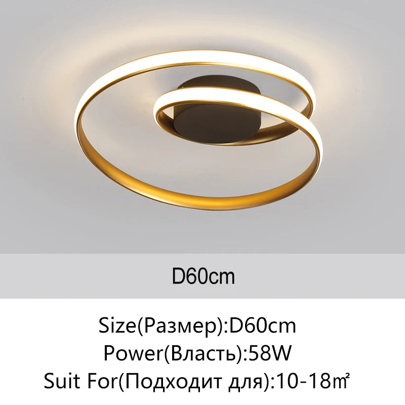 Plafonnier LED moderne rond Ø50cm noir-doré – dimensions 45W