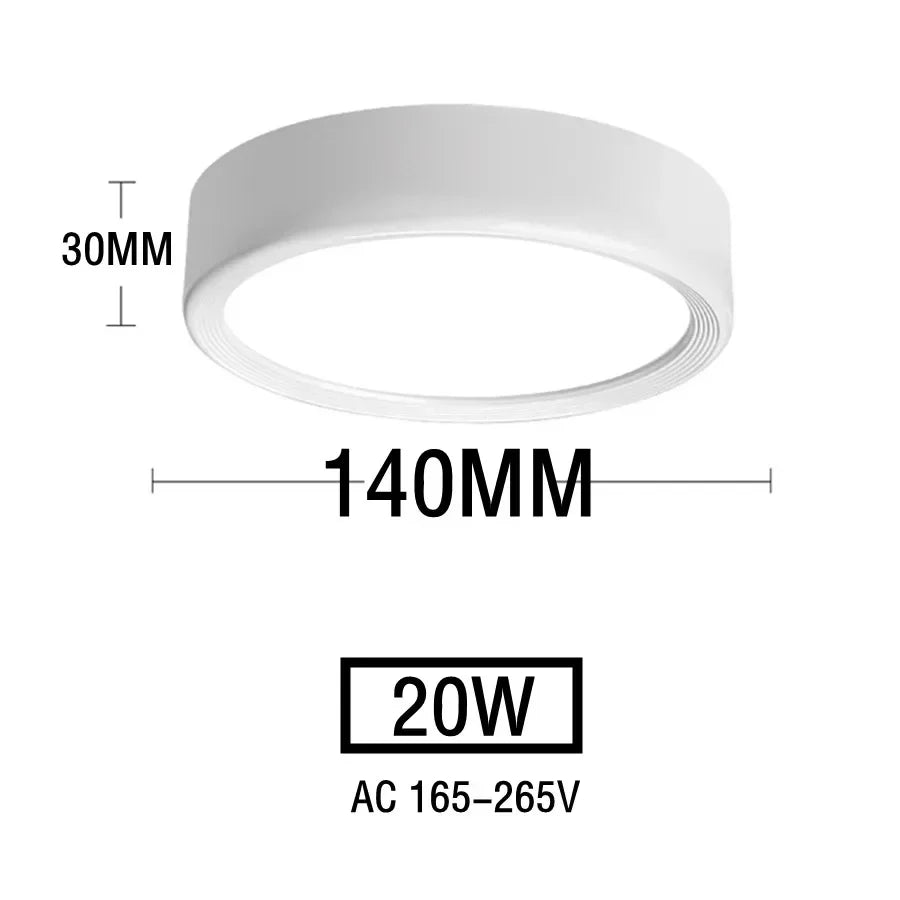 Plafonnier LED blanc 20W – dimensions Ø140mm × H30mm