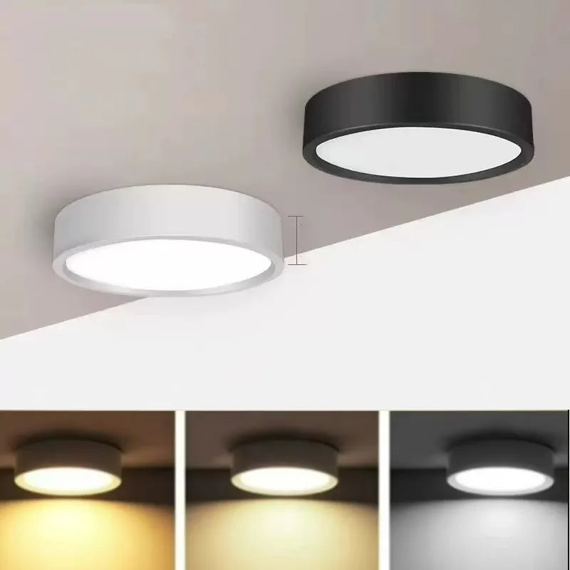 Plafonnier LED saillie aluminium – blanc et noir, 3 températures Image