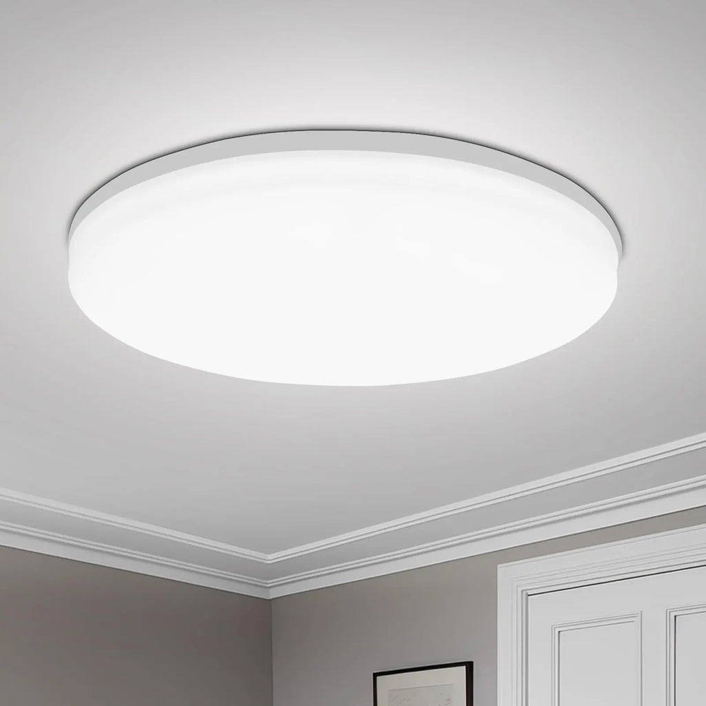 Plafonnier LED rond moderne Blanc – encastré plafond gris épuré