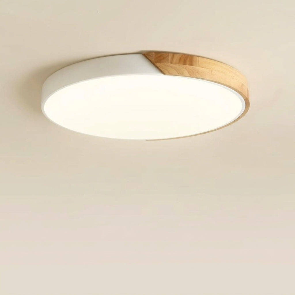 Plafonnier LED macaron blanc – style nordique, plafond beige