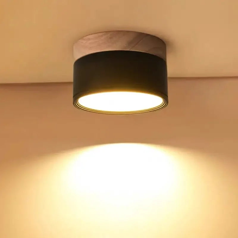 Spot LED en saillie bois noir – lumière chaude plafond