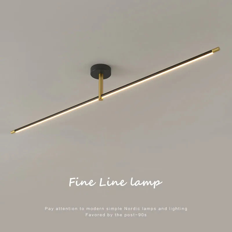 Plafonnier LED linéaire couloir cuivre – ambiance design Image