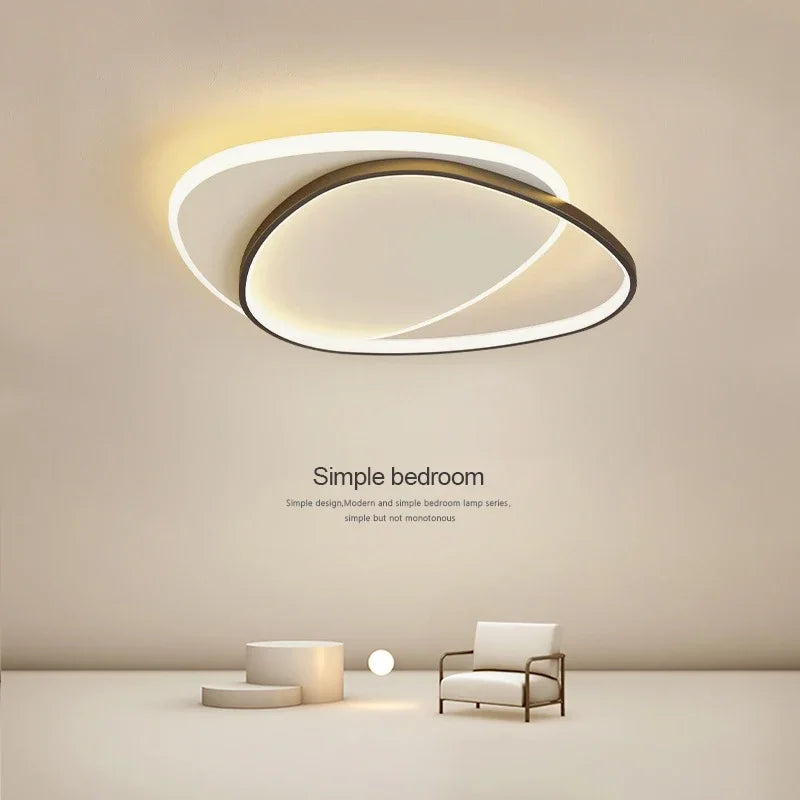 Plafonnier LED ovale moderne Noir – design minimaliste pour chambre Image
