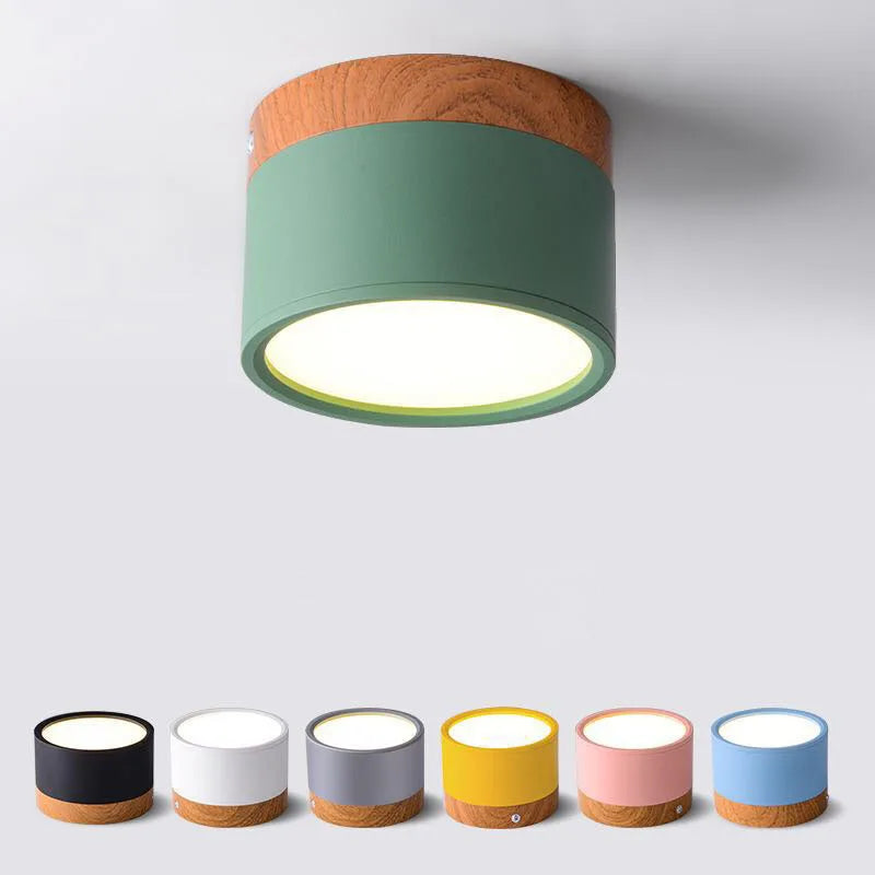 Spot LED bois nordique – 7 couleurs macaron, vue principale Image