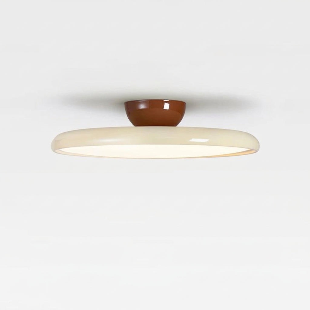 Plafonnier LED Menvix galette blanc crème – vue produit fond blanc Image
