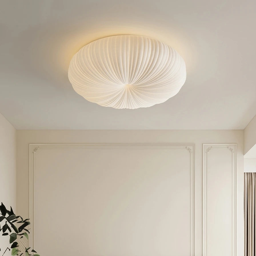 Plafonnier LED Crème Potiron – Vue dans chambre moderne