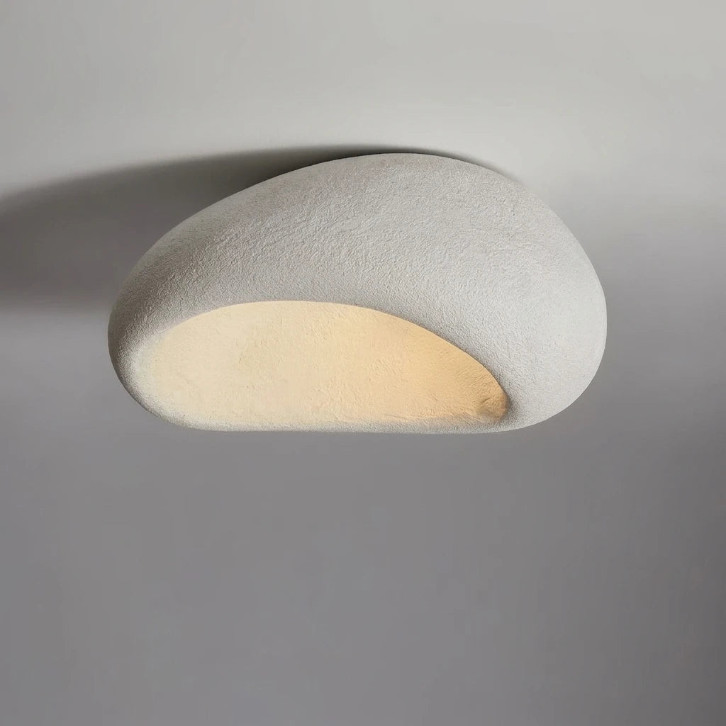 Plafonnier Wabi Sabi Forme Galet – Gros plan blanc nacré