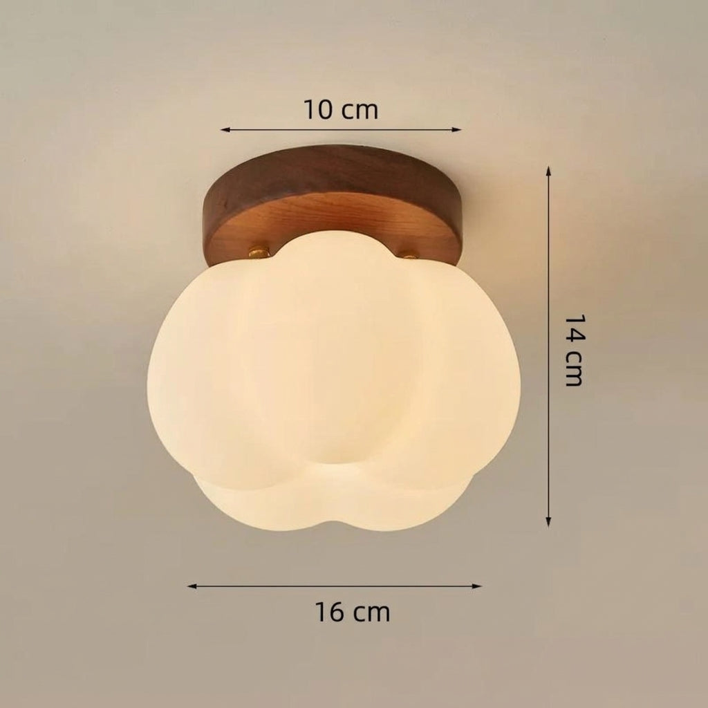 Plafonnier LED Japonais Lotus Noyer – Ø16 cm H14 cm