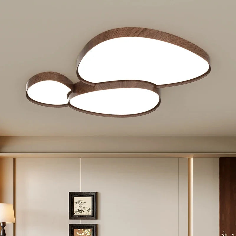 Plafonnier Nuage Bois – salon contemporain noyer