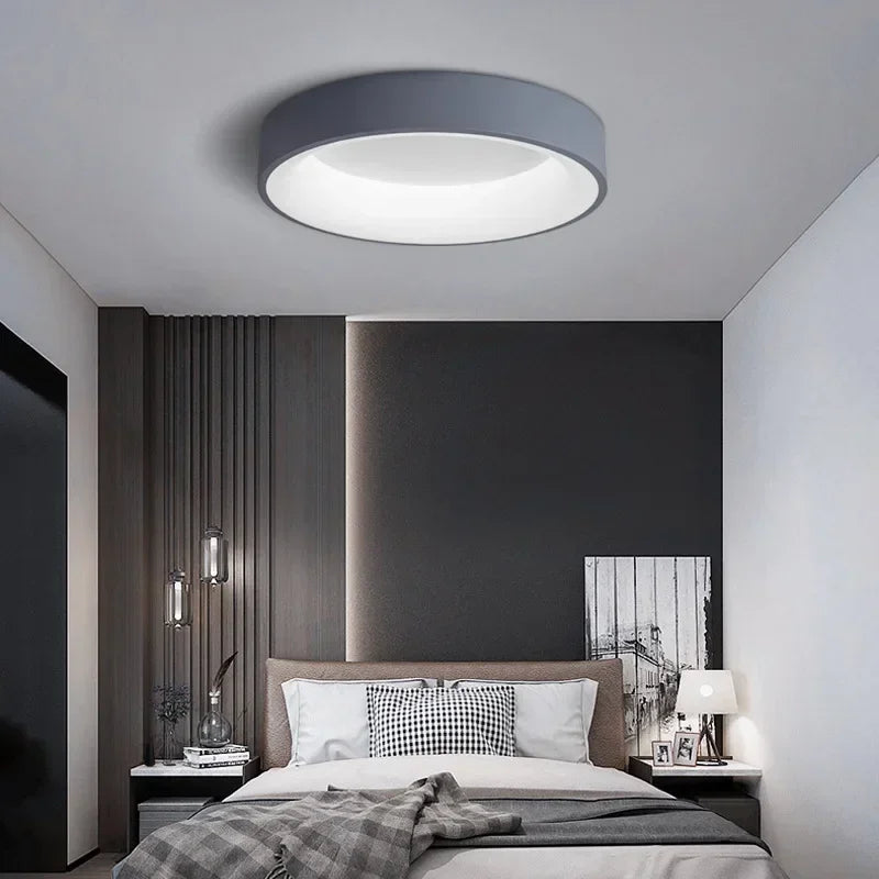 Plafonnier LED Rond CL077 Gris – chambre moderne