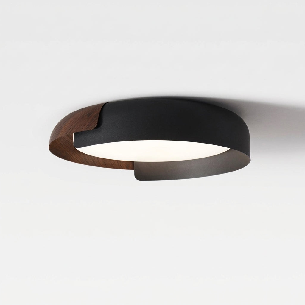 Plafonnier Double Anneau Bois & Métal – salon lumière douce