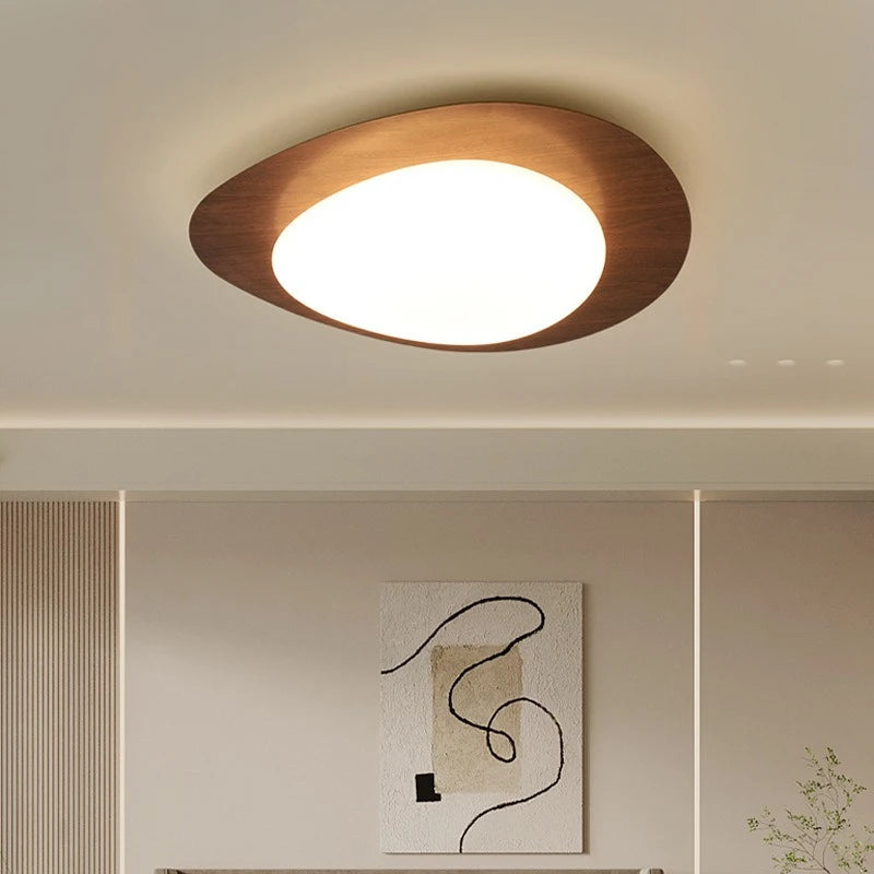Plafonnier bois organique – finition noyer, intérieur design