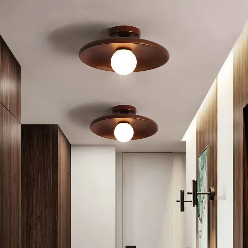 Plafonnier noyer G9 – couloir, 2 spots au plafond