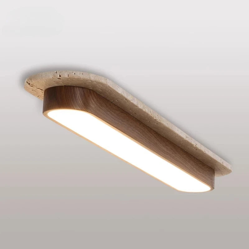 Plafonnier LED Wabi Sabi – bois naturel fond neutre épuré