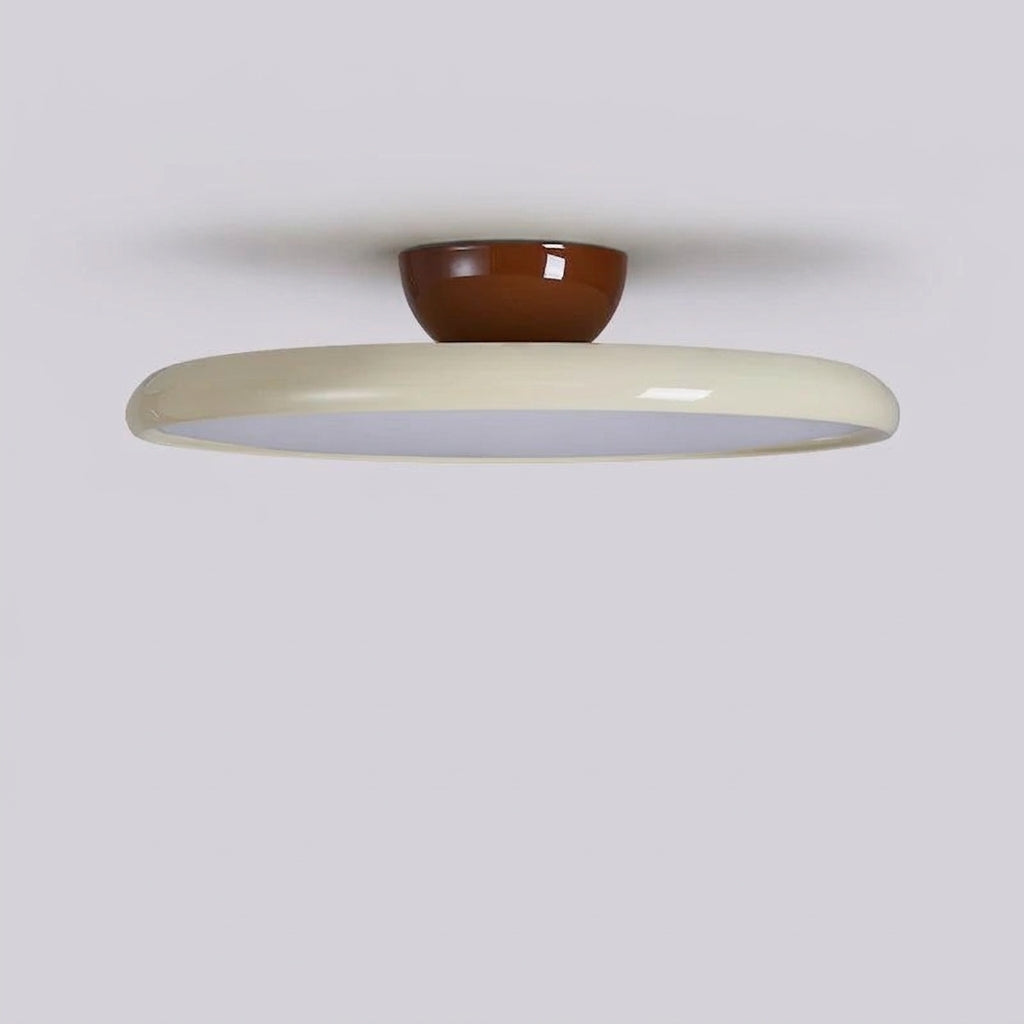 Plafonnier LED Menvix galette blanc crème – vue rapprochée profil Image
