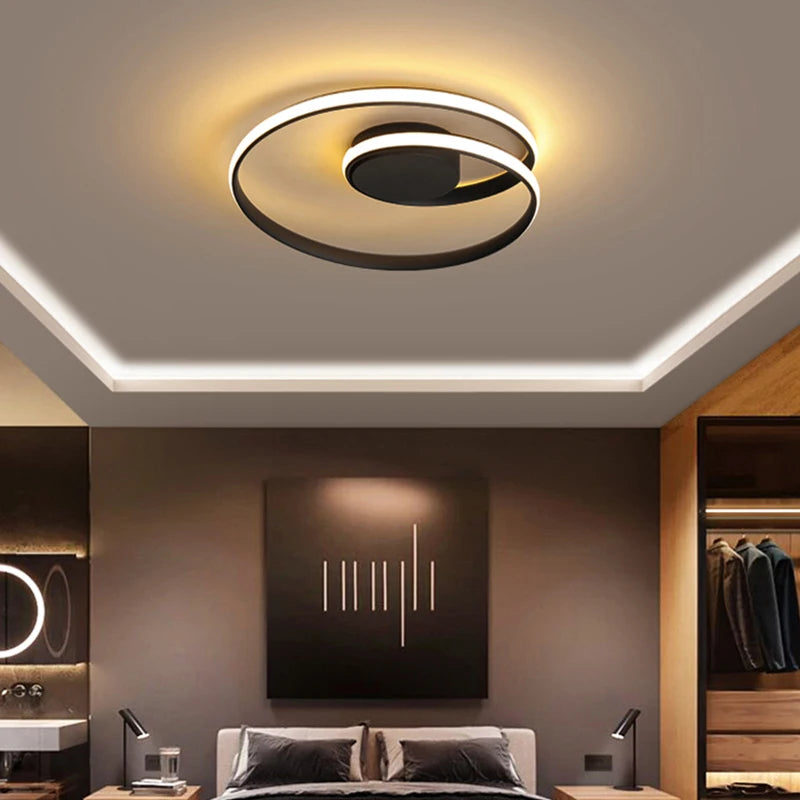 Plafonnier LED moderne rond – ambiance chambre moderne Image