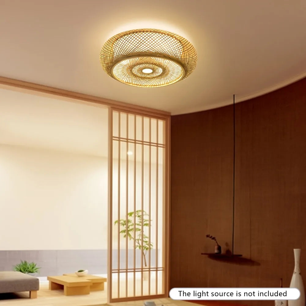 Plafonnier bambou tressé asiatique – ambiance salon japonais Image