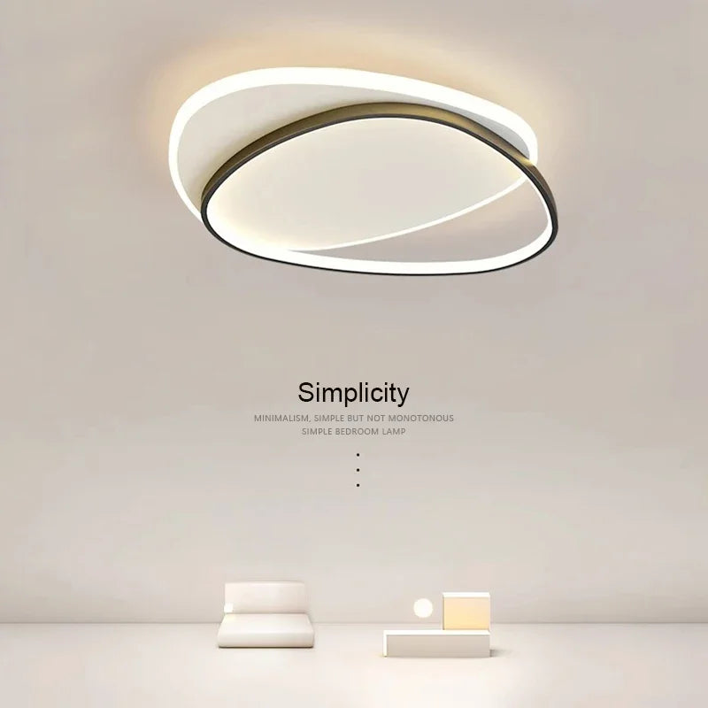 Plafonnier LED ovale moderne Noir – effet lumineux simplicity Image