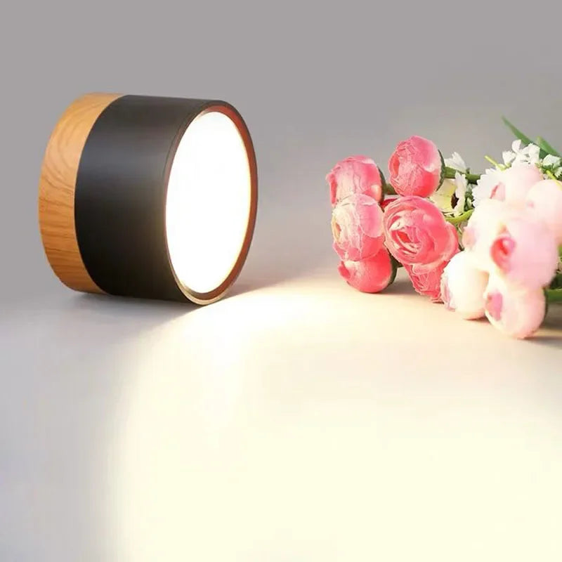 Spot LED bois noir – vue produit lumière douce