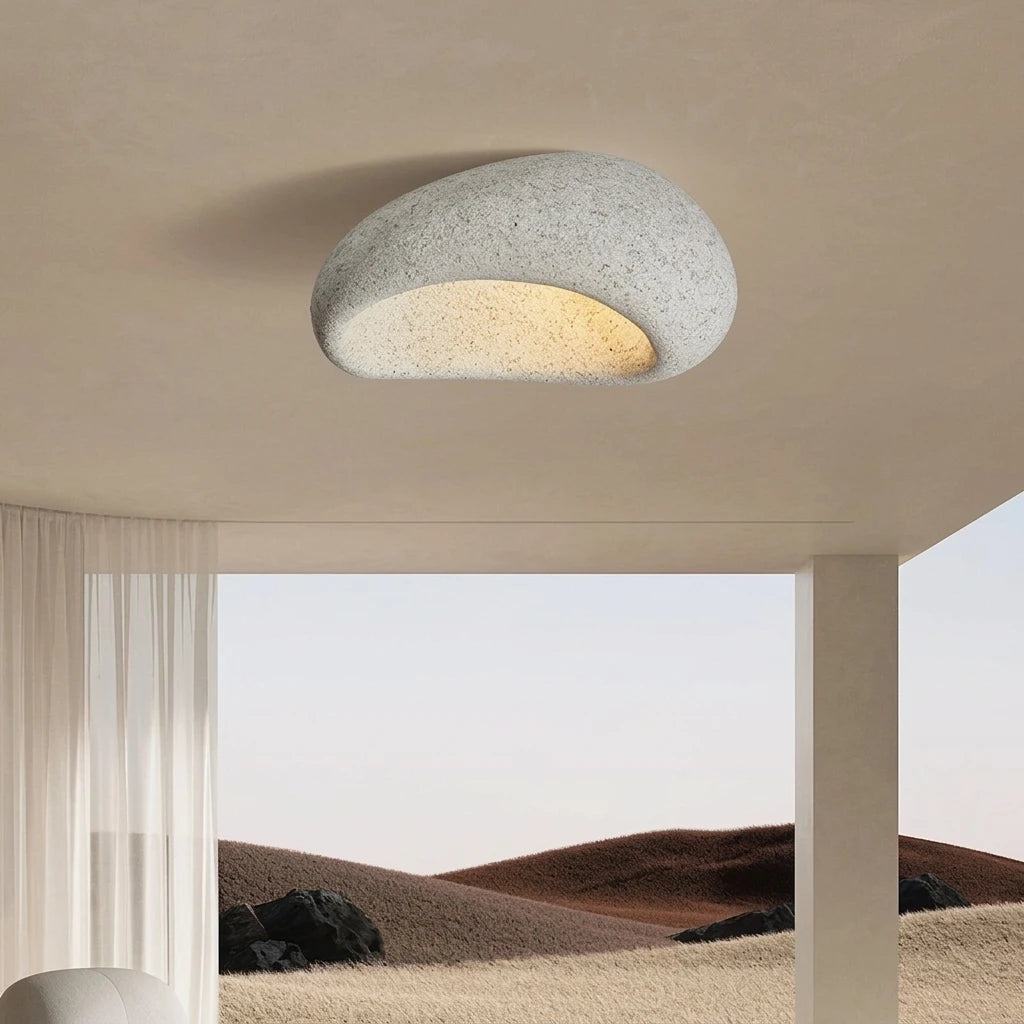 Plafonnier Wabi Sabi Forme Galet – Vue lifestyle gris naturel