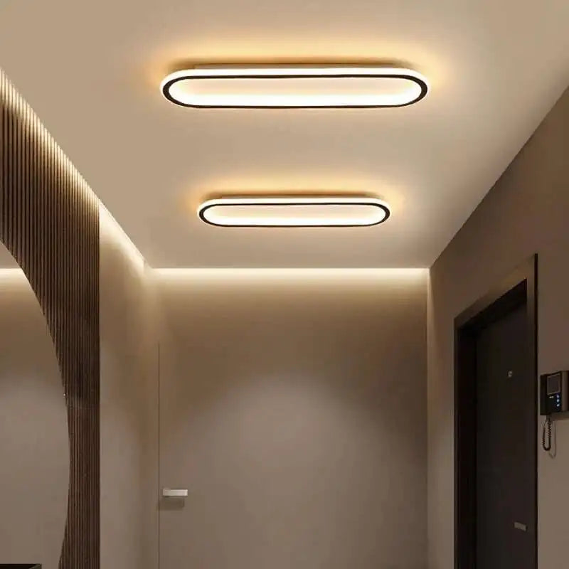 Plafonnier LED Linéaire Noir – couloir entrée