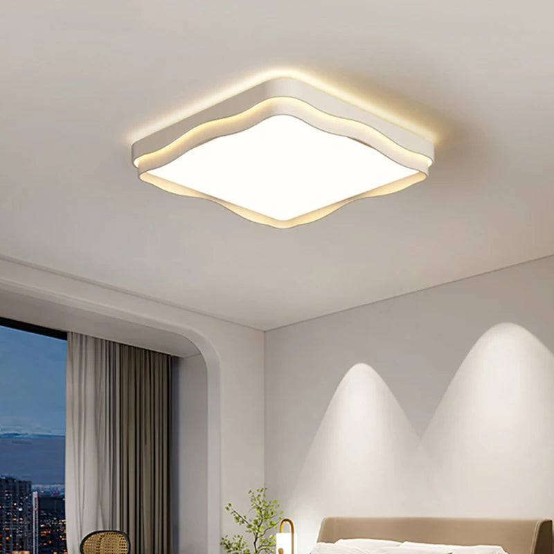 Plafonnier LED carré – salon moderne lumière douce