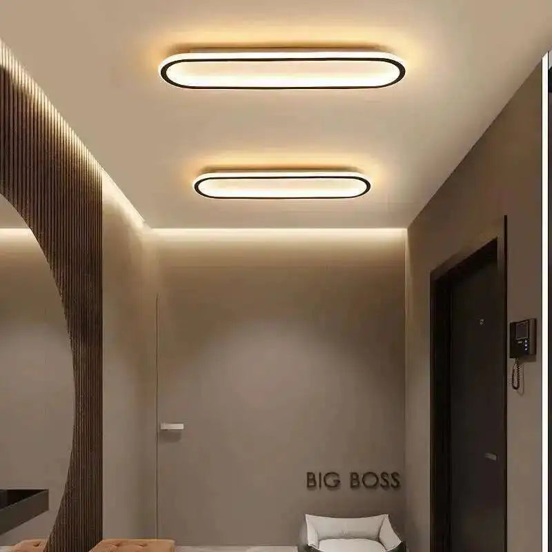 Plafonnier LED ligne slim – chambre ambiance moderne